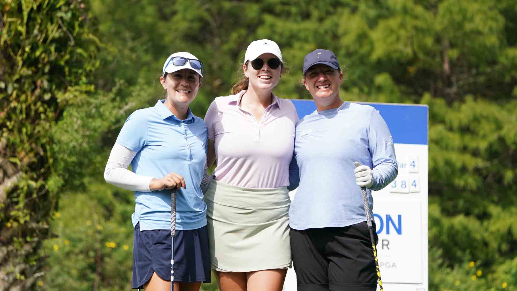 Lindsey McCurdy, Katherine Smith and Kenzie Wright during a practice round ahead of the Epson Tour Championship