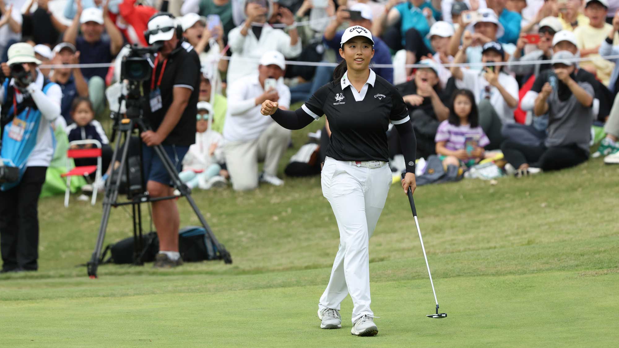 Ruoning Yin of China celebrates after winning the final round of the Buick LPGA Shanghai 2024 at Qizhong Garden Golf Club on October 13, 2024 in Shanghai, China. 